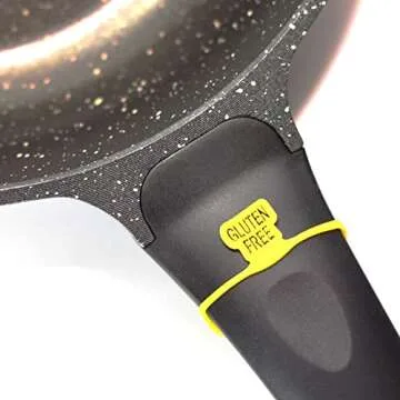 Gluten Free Silicone Labels for Kitchen. Set of 4 Tags for Pans and 2 Tags for Pots. Kitchen Storage and Organization Accessories. Yellow