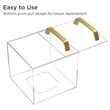 HBlife Clear Tissue Box Cover Square Acrylic Tissue Box Holder with Gold Plated Legs Napkin Dispenser Dryer Sheet Container for Bathroom