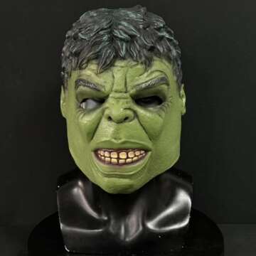 MostaShow Hulk Mask - Realistic Latex Full Head Mask for Adults