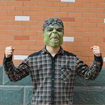 MostaShow Hulk Latex Full Head Mask for Halloween Costume