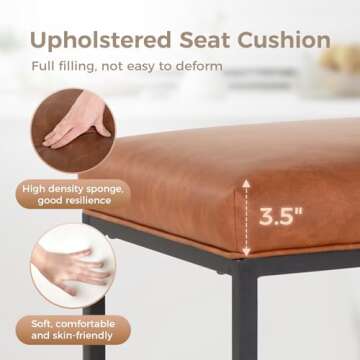 MAISON ARTS Counter Height 24 Inch Bar Stools Set of 4 for Kitchen Counter Backless Modern Barstools Industrial Upholstered Faux Leather Stools Farmhouse Island Chairs, Brown