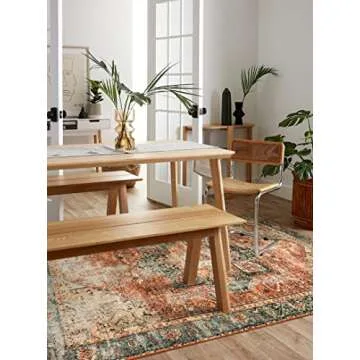 Wonnitar Oriental 5x7 Area Rugs,Washable Large Living Room Rug,Non-Slip Ultra-Thin Vintage Throw Rug for Dining Room,Retro Stain Resistant Floor Mat for Mud Room Basement Entry,Orange