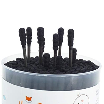 HOMEFOX Black Cotton Swabs - 200 Count Organic Cotton Buds