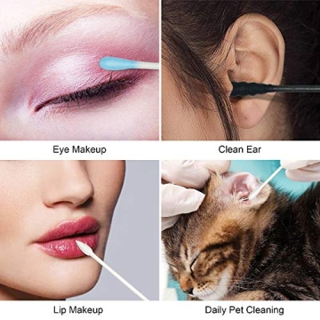 HOMEFOX Black Cotton Swabs - 200 Count Organic Cotton Buds