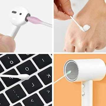 HOMEFOX Black Cotton Swabs - 200 Count Organic Cotton Buds