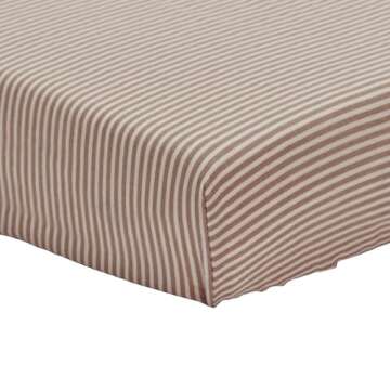 Crib Sheets – Organic Cotton Muslin Fitted Crib Sheet – Standard Size for Baby Boy and Baby Girl 28" x 52" Ultra-Soft and Breathable. (Natural Stripe)