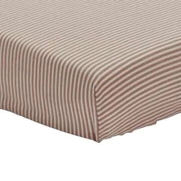 Crib Sheets – Organic Cotton Muslin Fitted Crib Sheet – Standard Size for Baby Boy and Baby Girl 28" x 52" Ultra-Soft and Breathable. (Natural Stripe)