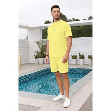 Lexiart Men's 2 Piece Outfits Casual Tracksuit Shorts Summer Sweatsuit Oversize Short Sleeve Sport S...