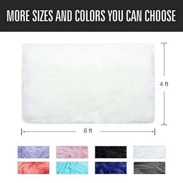 Noahas White Faux Fur Rug,Luxury Fluffy Rugs for Bedroom,4 x 6 Feet Washable Area Rugs,Sheepskin Bed...