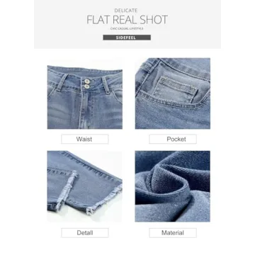 Stylish Sidefeel Women's High Waisted Straight Leg Jeans