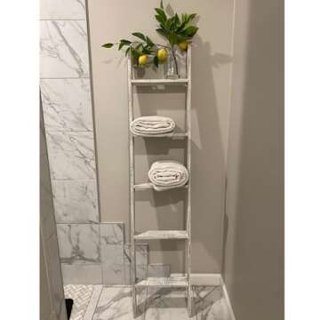 Barnwood USA Wooden Throw Blanket Ladder – Elegant Storage Solution for Quilts and Throws in Rusti...