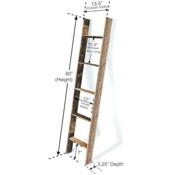 Barnwood USA Rustic Blanket Ladder for Living Room