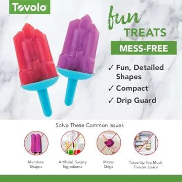Tovolo Popsicle Molds with Sticks (5-Pack, Gem) - Reusable Ice Pop Molds & Sticks for Homemade Flavored Ice Pops & Frozen Snacks - Popsicle Maker with Stand, Dishwasher Safe & BPA-Free – Ice Blue