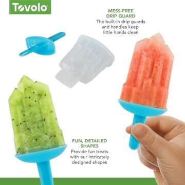 Tovolo Popsicle Molds with Sticks (5-Pack, Gem) - Reusable Ice Pop Molds & Sticks for Homemade Flavored Ice Pops & Frozen Snacks - Popsicle Maker with Stand, Dishwasher Safe & BPA-Free – Ice Blue