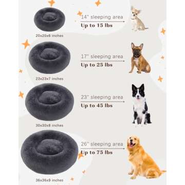 KSIIA Calming Dog Bed Anti-Anxiety Round Donut Dog Beds for Small Dogs Cat Beds for Indoor Cats Fluffy Comfort Small Dog Bed with Ultra-Soft Plush Washable Dog Bed with Non-Skid Bottom, 20", Gray