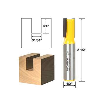 YONICO Router Bits Dado Straight Bit Undersize Plywood 31/64-Inch 1/2-Inch Shank 14922