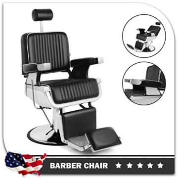 Artist hand Barber Chair Barbershop Chairs Hydraulic Recline Barber Chairs Salon Chair for Hair Stylist Tattoo Chair Barber Salon Equipment(Black1)