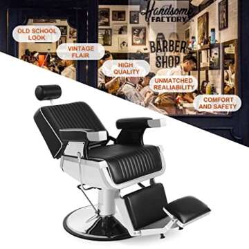 Artist hand Barber Chair Barbershop Chairs Hydraulic Recline Barber Chairs Salon Chair for Hair Stylist Tattoo Chair Barber Salon Equipment(Black1)