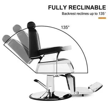 Artist hand Barber Chair Barbershop Chairs Hydraulic Recline Barber Chairs Salon Chair for Hair Stylist Tattoo Chair Barber Salon Equipment(Black1)