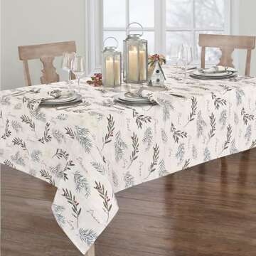 Elrene Home Fashions Holiday Tree Trimmings Wrinkle Resistant Tablecloth