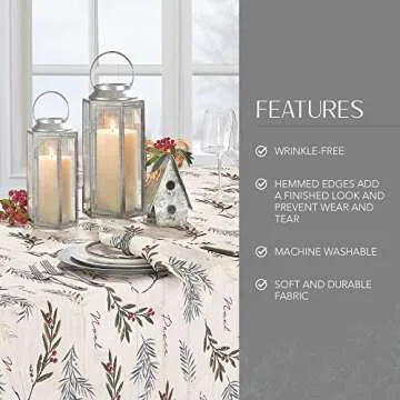 Elrene Holiday Tree Tablecloth, 60"X102" Wrinkle Resistant