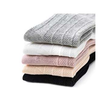 Azue Baby Girl Knee High Socks Newborn Infant Cotton Cable Knit Stockings Unisex Baby Long Socks Toddler Sock Tights 5 Pairs Colorful Ruffles 0-12 Months