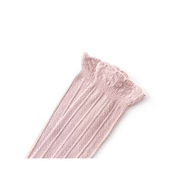 Azue Baby Girl Knee High Socks Newborn Infant Cotton Cable Knit Stockings Unisex Baby Long Socks Toddler Sock Tights 5 Pairs Colorful Ruffles 0-12 Months