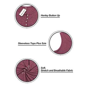 Plus Size Women’s Summer Workout Tank Top Wine Red 2X