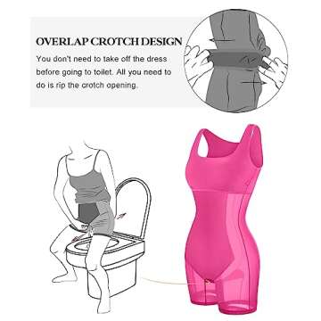 Popilush Bodycon Mini Shaper Split Summer Dress Built in Shapewear Bra 8 in 1 Slip Dress for Women Pink