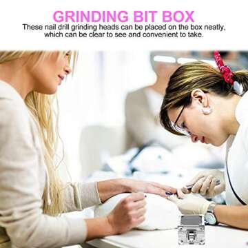 FRCOLOR Nail Drill Grinding Bit Holder Box Nails Drill Bits Storage Box Nail Polishing Heads Display Case Nail Tools Organizers Container