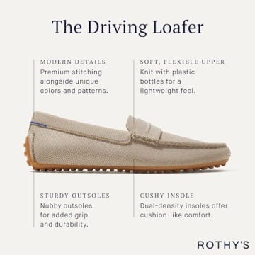 Rothy's The Driving Loafer Men's Slip-On Shoes, Casual Loafers, Barley Cool Brown, Made from Recycled Plastic Bottles & Machine Washable, Size 9