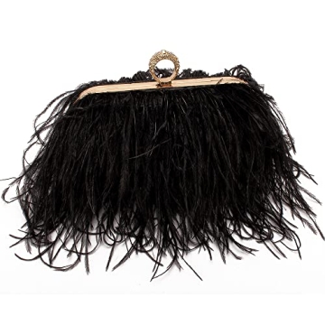 Chic Natural Ostrich Feather Evening Clutch for Elegant Events