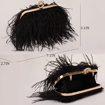 Elegant Natural Ostrich Feather Evening Clutch Bag for Weddings