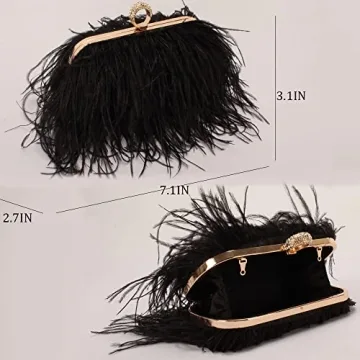 Elegant Natural Ostrich Feather Evening Clutch Bag for Weddings
