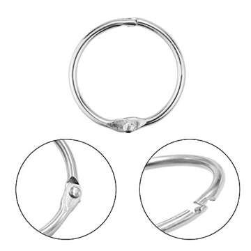 SOTOGO 100 Pieces Book Loose Leaf Binder Ring Keychain Key Rings,Including 0.8 Inch 1Inch 1.2 Inch 1.8Inch Four Size