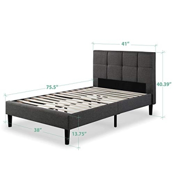 ZINUS Lottie Upholstered Platform Bed Frame Twin Grey
