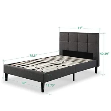 ZINUS Lottie Upholstered Platform Bed Frame Twin Grey