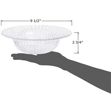 Red Co. Striped Crystal Decorative Glass Bowl for Dining Table Kitchen Decoration, Fruits Display, 9.5" x 2.75"