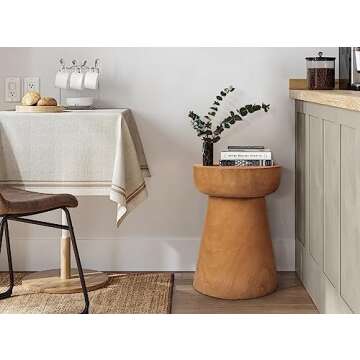 Uziass Wood Tree Stump Stool, 15" Wood Tree Stump Side Table Wooden Stump End Table Round Tree Stump...