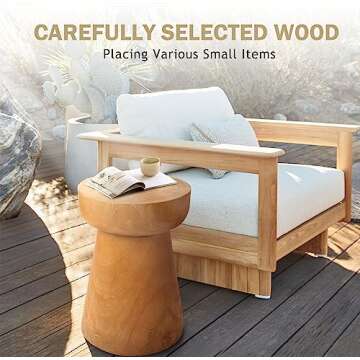 Uziass Wood Tree Stump Stool, 15" Wood Tree Stump Side Table Wooden Stump End Table Round Tree Stump Table Outdoor Stump Table Natural Decorative Garden Stools for Living Room Bedroom Patio Home Decor