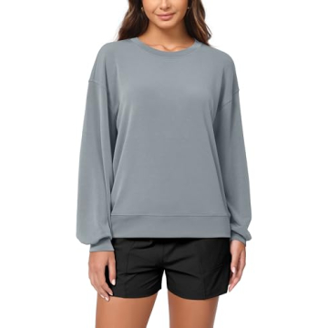 ODODOS Modal Soft Oversized Sweatshirts for Women Crew Neck Long Sleeve Relaxed Pullover Tops, Grey ...