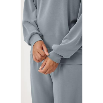ODODOS Modal Soft Oversized Sweatshirts for Women Crew Neck Long Sleeve Relaxed Pullover Tops, Grey Blue, Medium