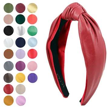 YETASI Headbands for Women Red Trendy Head bands for Women's Hair Faux Leather Knotted Headband for Women is a Classy Top Knot Womens Headbands Fashion Designer