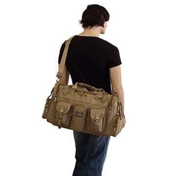 Nexpak Mens Large 22" Inch Tan Duffel Duffle Military Molle Tactical Gear Shoulder Strap Travel Bag