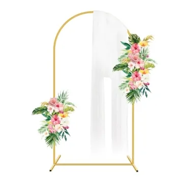 Bouiexye 6FT Metal Arch Backdrop Stand - Elegant Gold Decor for Any Event