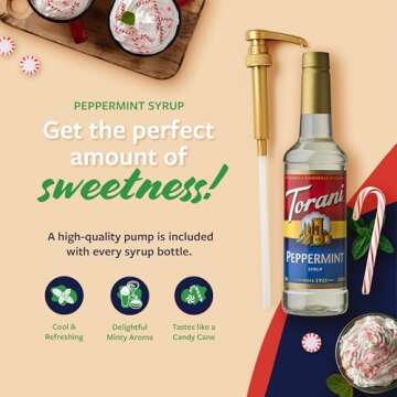 Torani Coffee Syrup, Peppermint Flavored Syrup for Drinks, Pump Included, 25.4 Fl Oz