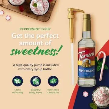 Torani Coffee Syrup, Peppermint Flavored Syrup for Drinks, Pump Included, 25.4 Fl Oz