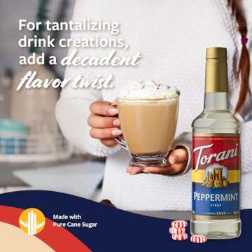 Torani Coffee Syrup, Peppermint Flavored Syrup for Drinks, Pump Included, 25.4 Fl Oz