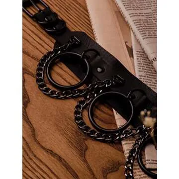 Sacina Goth Punk Black Chain Choker Necklace, PU Leather Chocker Collar, Goth Choker, GOthic Necklace, Halloween Christmas Jewelry Gift for Women