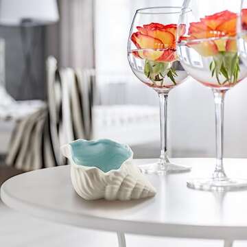 NBEADS Conch Shape Ceramic Jewelry Tray, Aqua Shell Trinket Dish Ceramic Ring Earring Holder Ocean-themed Decorative Trinket Plate for Rings Earrings Necklaces Bracelet Jewelry Watch Keys